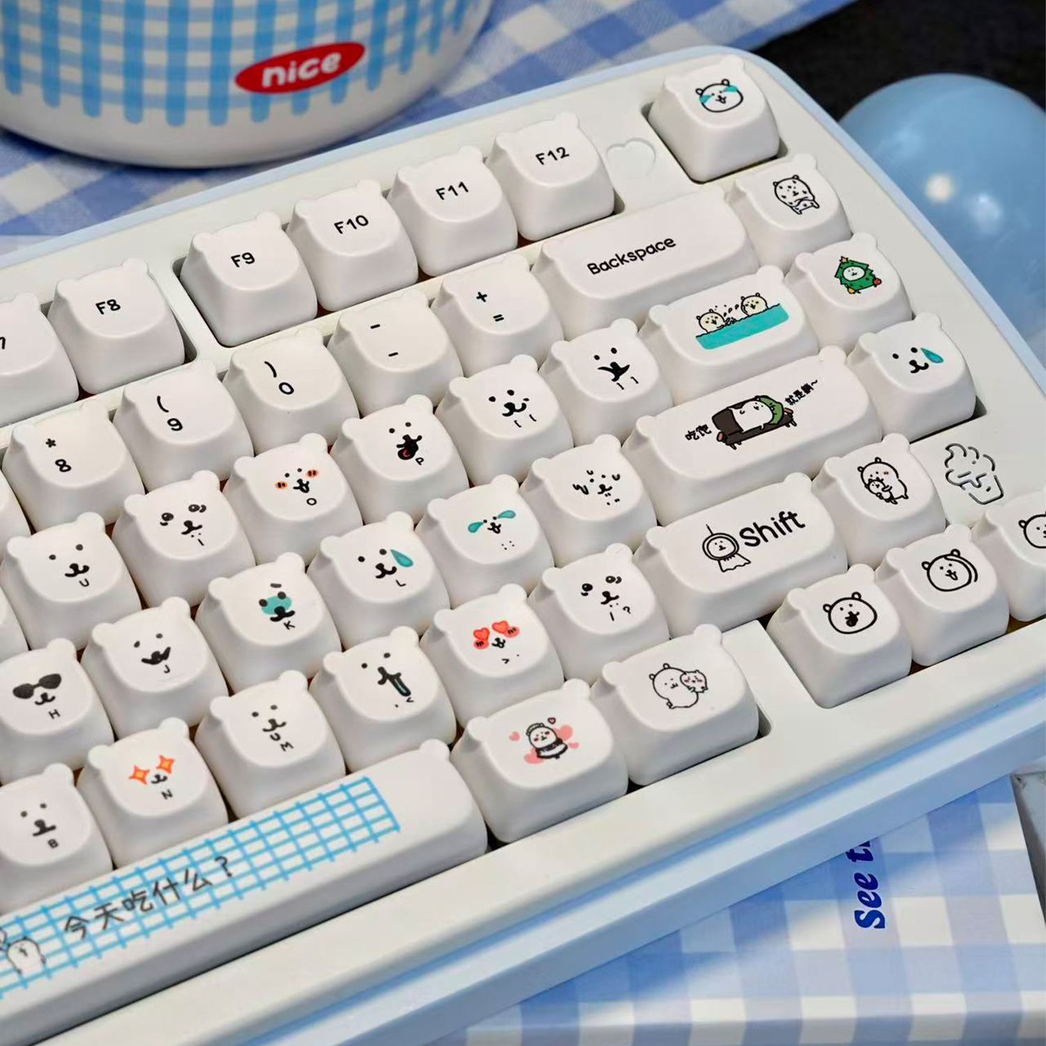 Gaming Accessories Kawaii - Keycap PBT Beruang Kartun Lucu Kawaii,